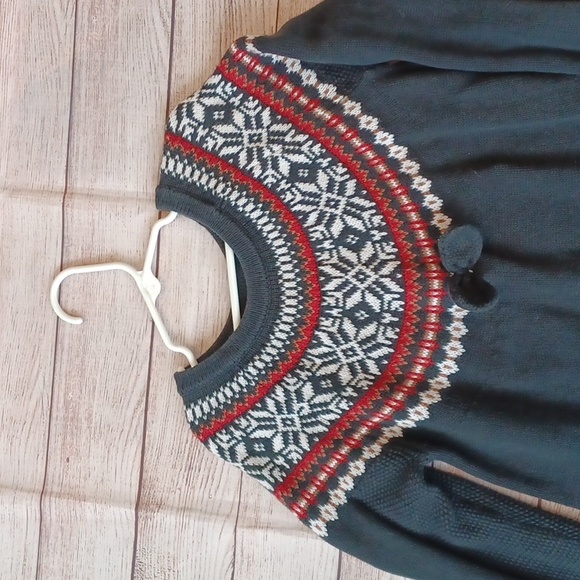 Hanna Andersson knot sweater dress. Navy blue wite and red. Girls 10 (140) - Picture 2 of 4